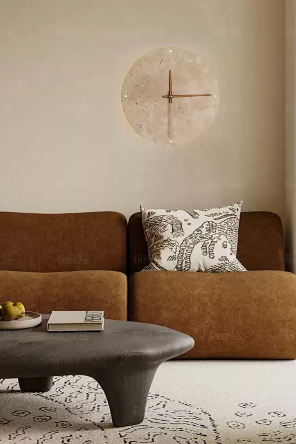 Wabi-Sabi Round Alarm Clock Wall Lamp