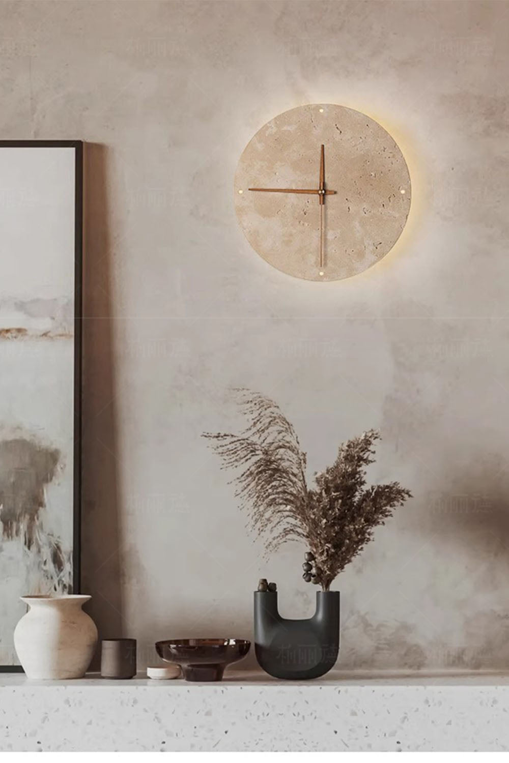 Wabi-Sabi Round Alarm Clock Wall Lamp