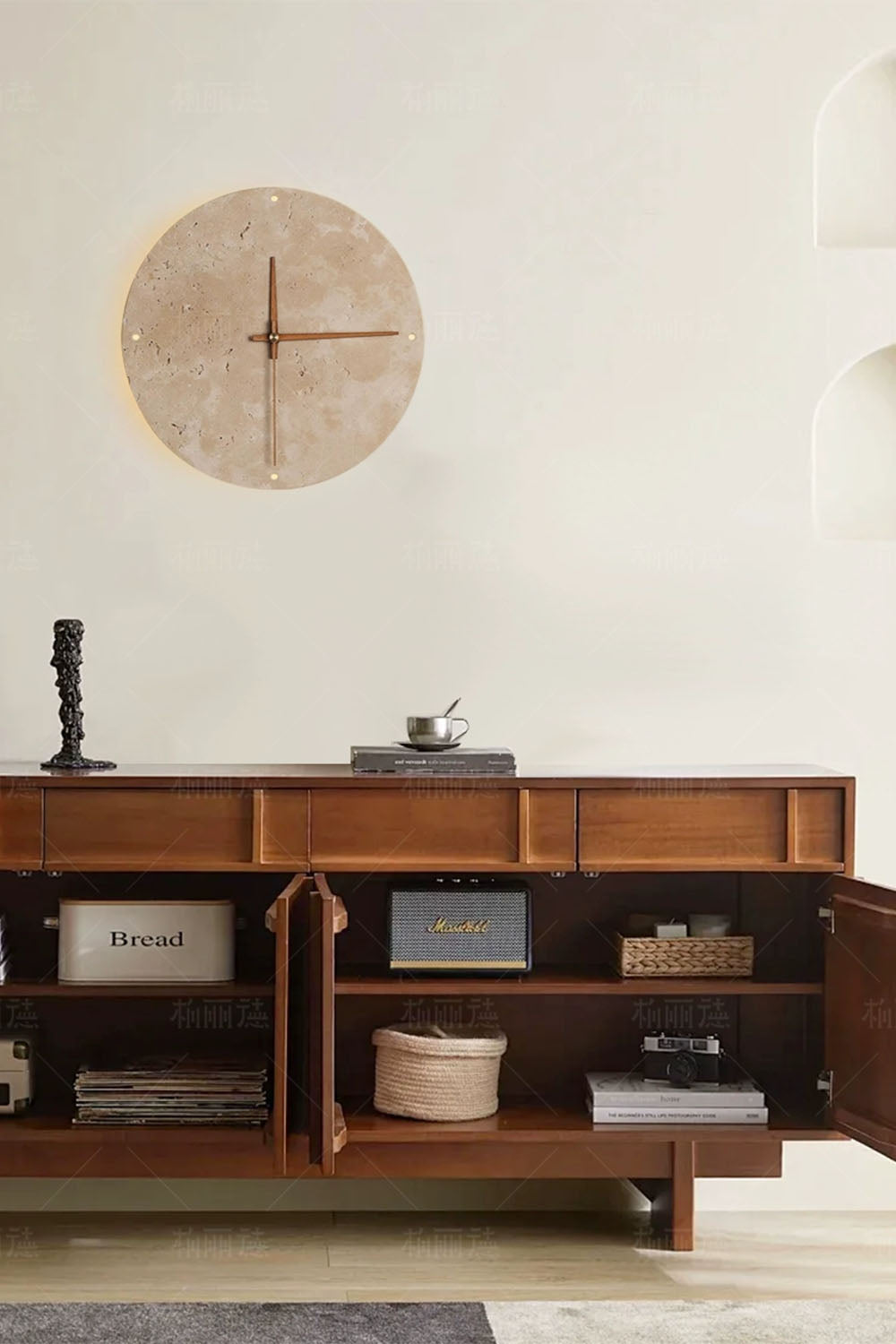 Wabi-Sabi Round Alarm Clock Wall Lamp
