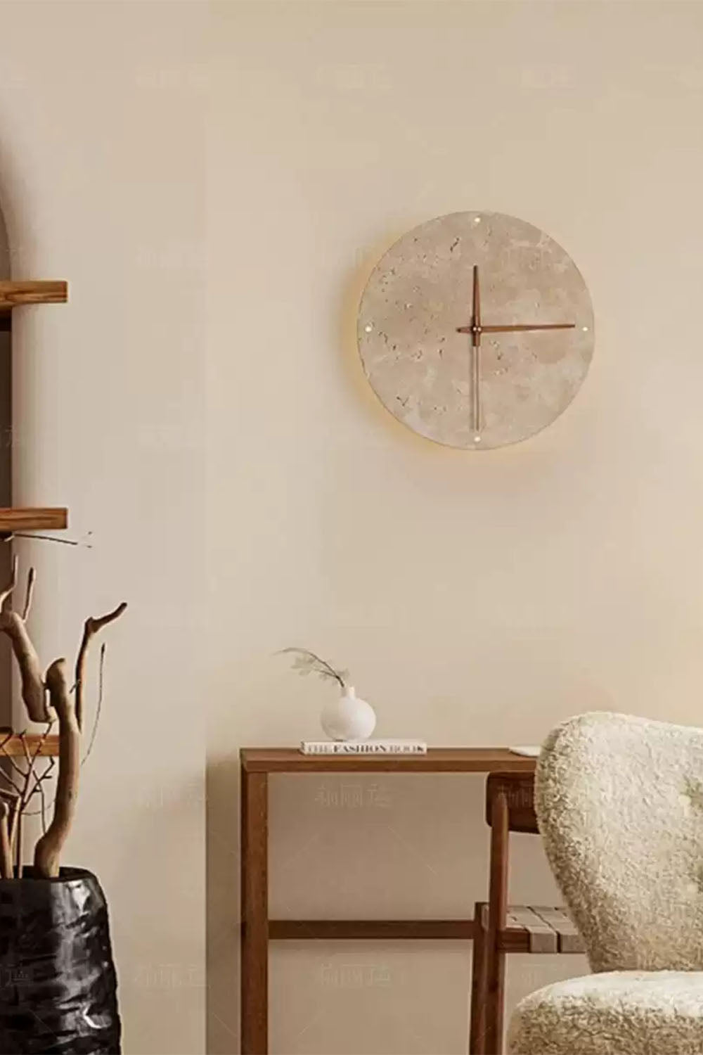 Wabi-Sabi Round Alarm Clock Wall Lamp