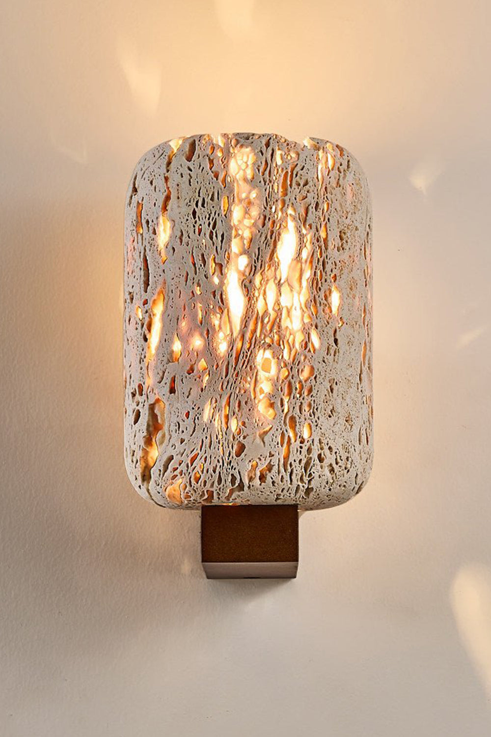 Wabi-Sabi Travertine Cylinder Wall Sconce