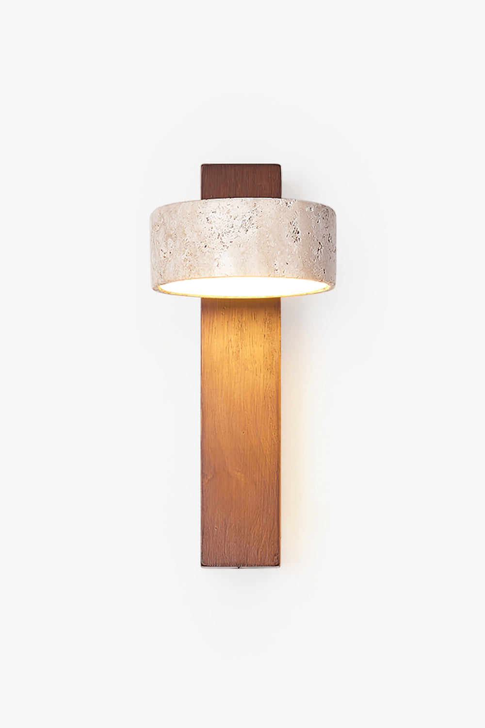 Walnut Wood Travertine Beam Wall Sconce