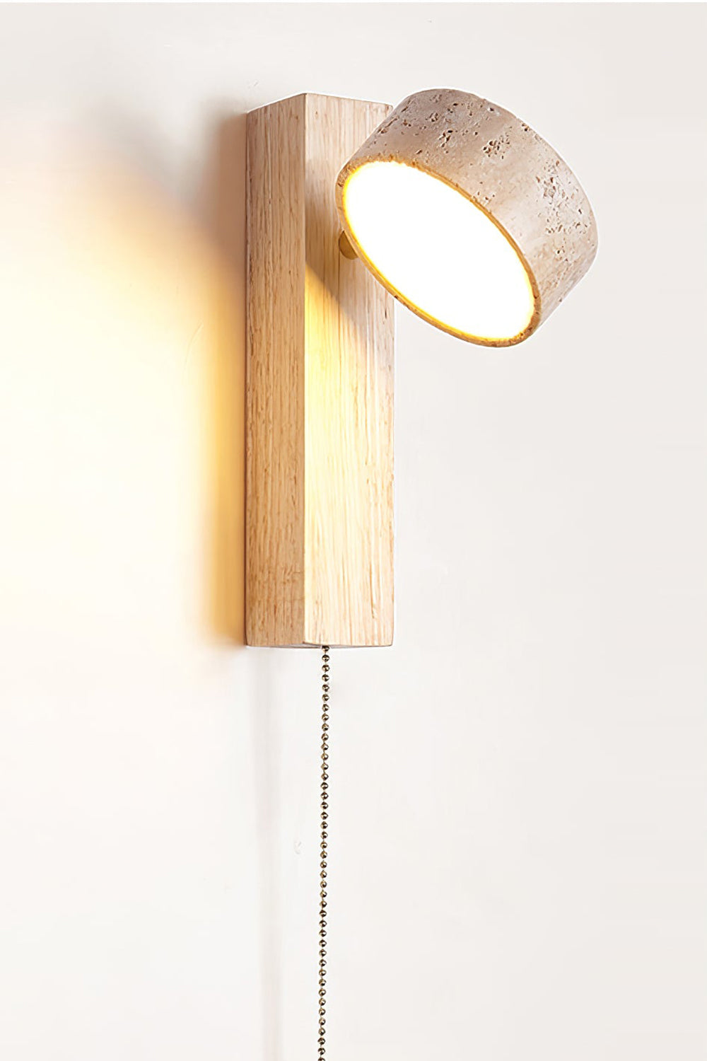 Walnut Wood Travertine Beam Wall Sconce