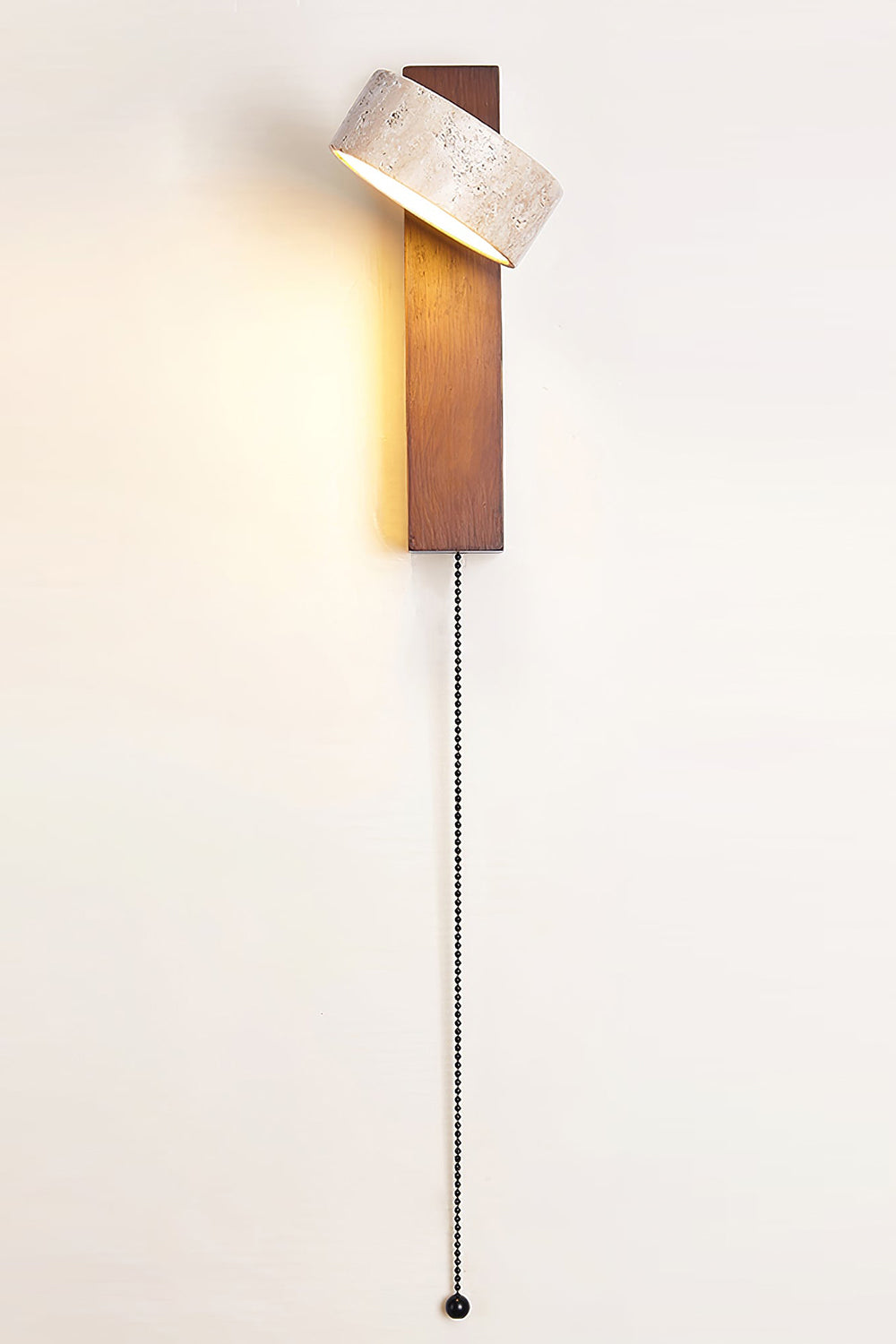 Walnut Wood Travertine Beam Wall Sconce