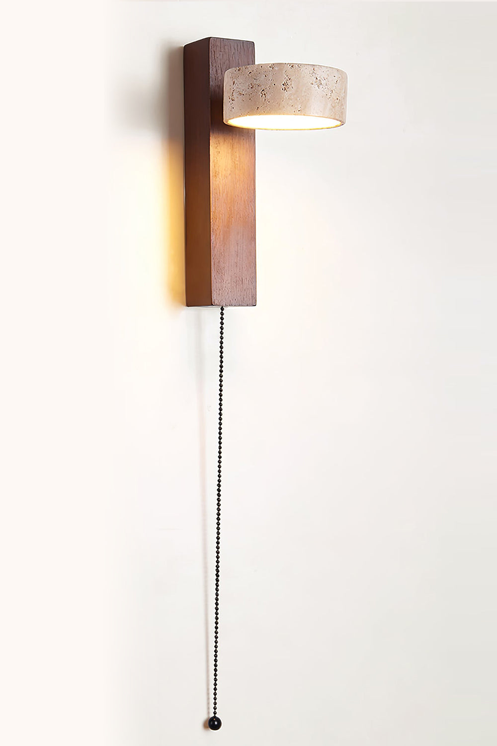 Walnut Wood Travertine Beam Wall Sconce