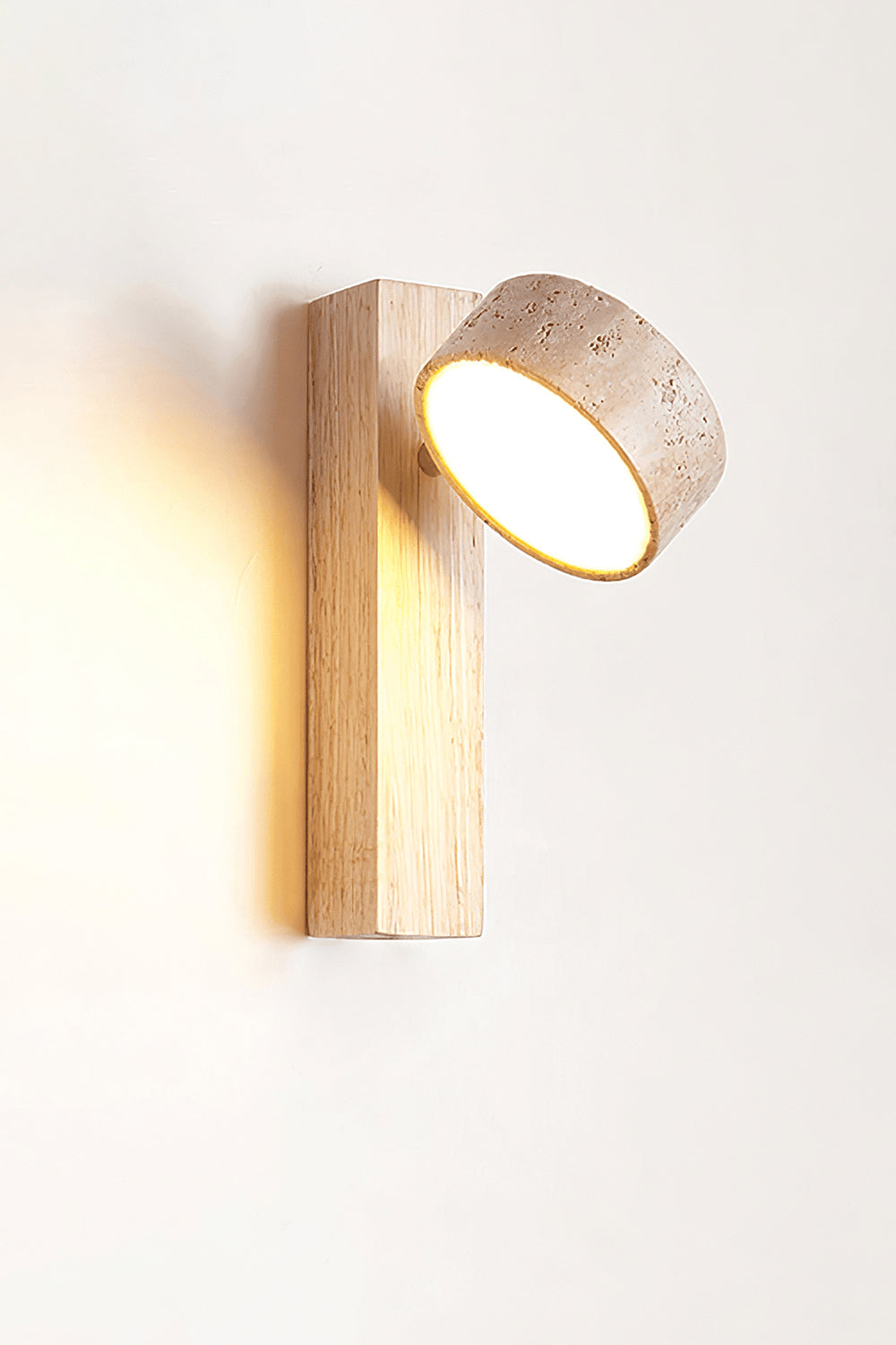 Walnut Wood Travertine Beam Wall Sconce