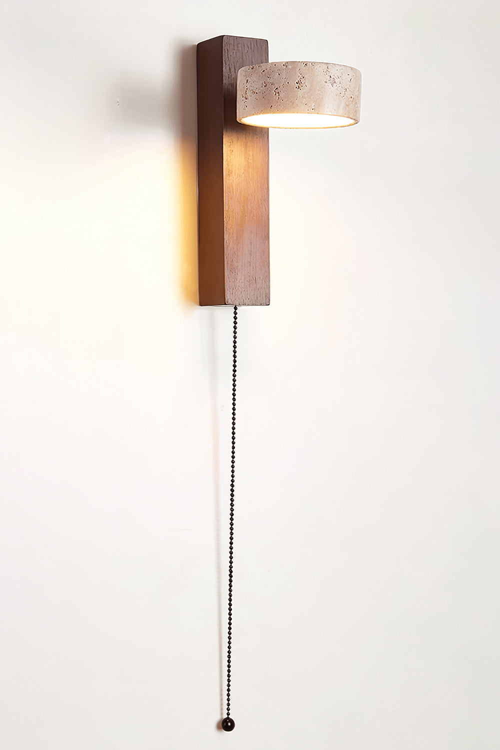 Walnut Wood Travertine Beam Wall Sconce