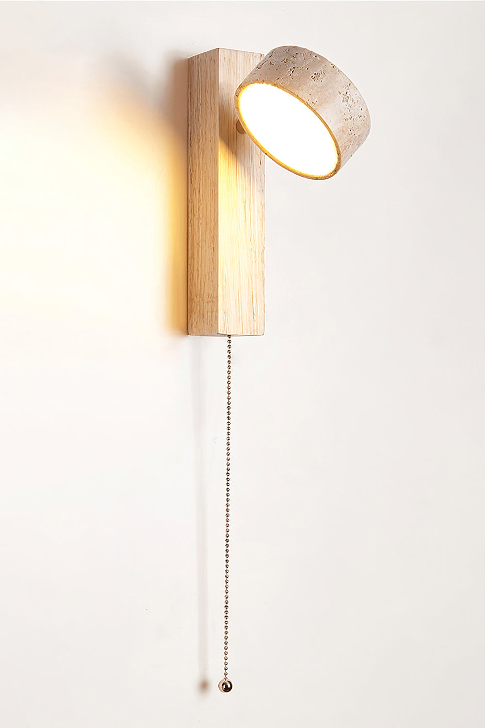 Walnut Wood Travertine Beam Wall Sconce