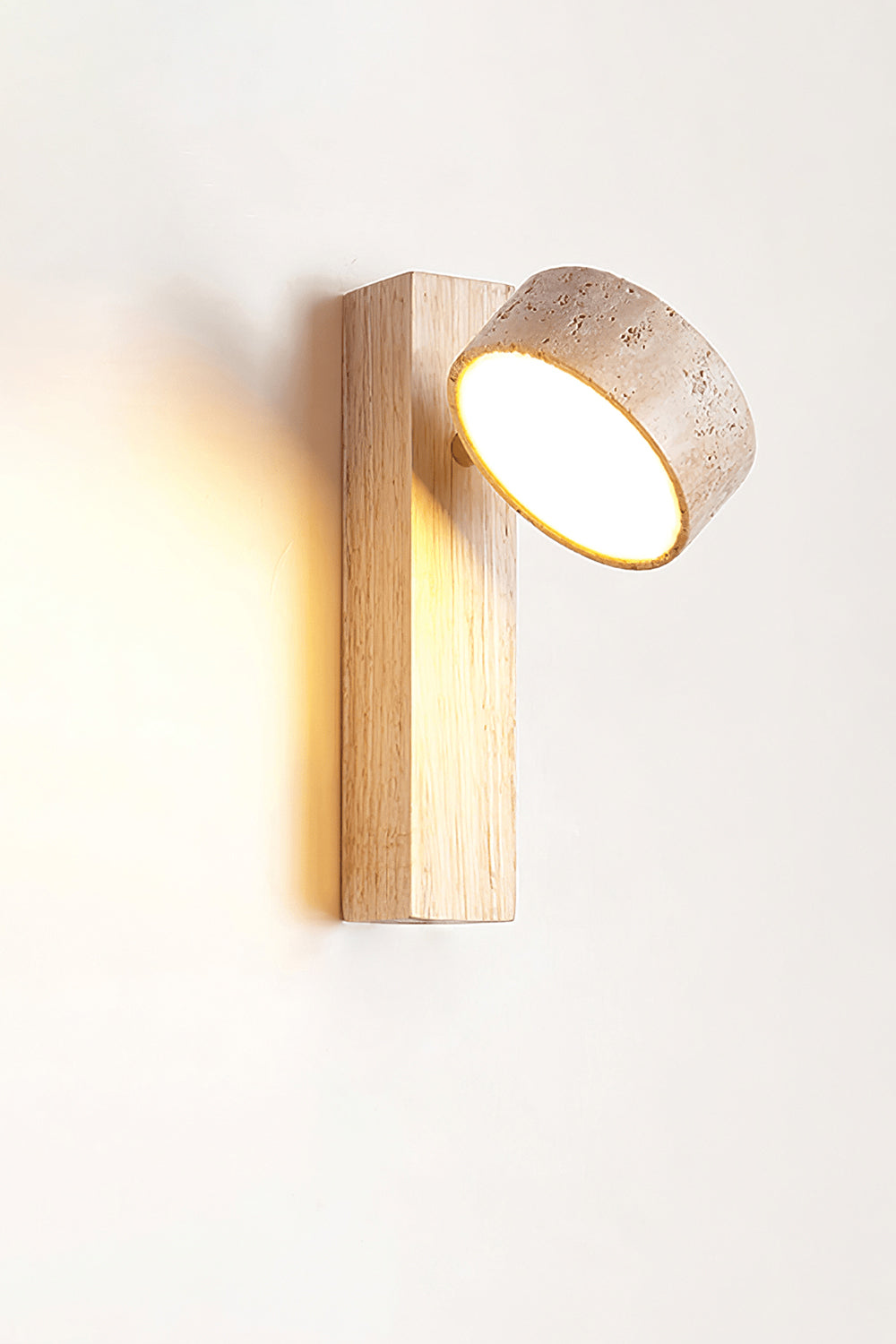 Walnut Wood Travertine Beam Wall Sconce