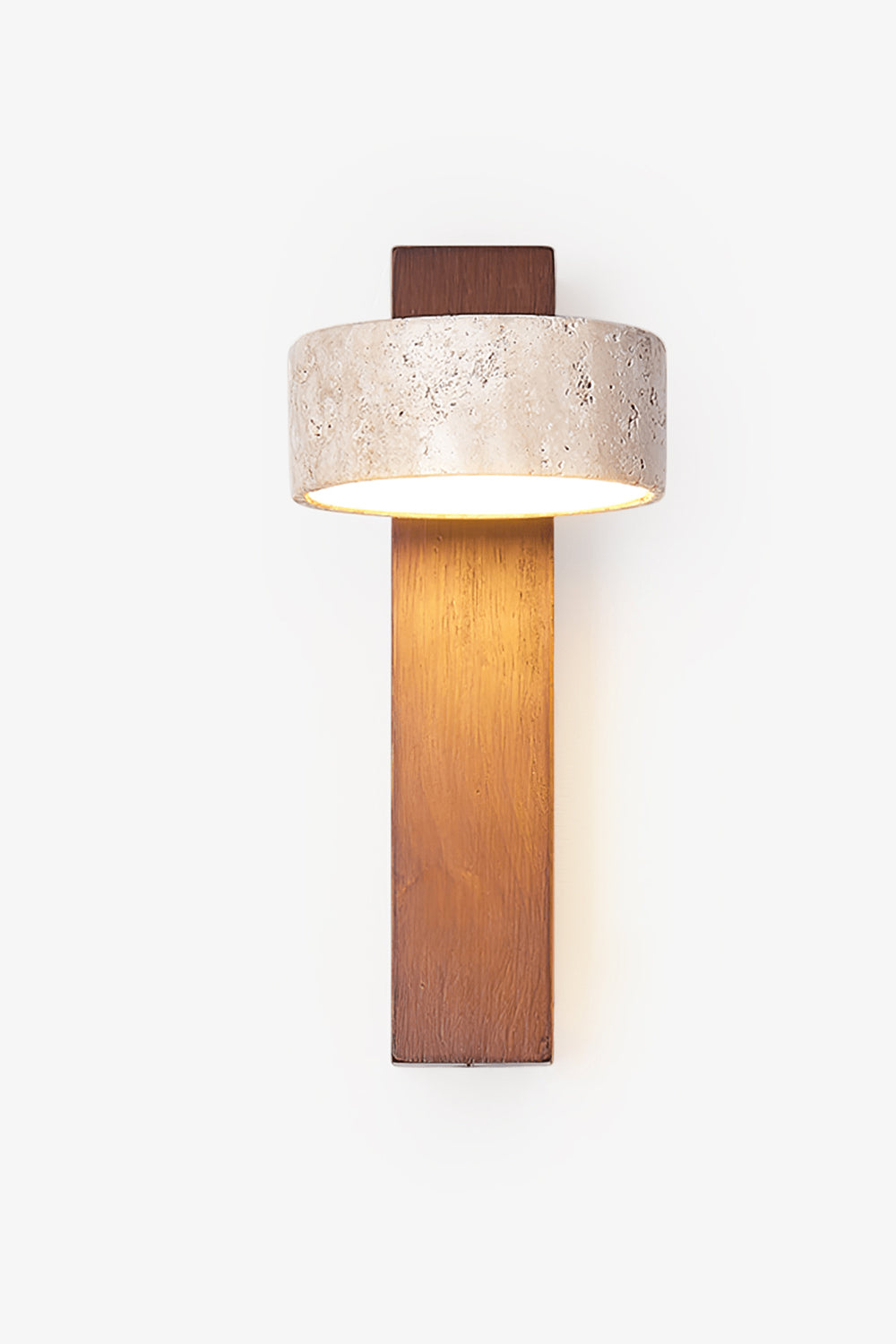 Walnut Wood Travertine Beam Wall Sconce