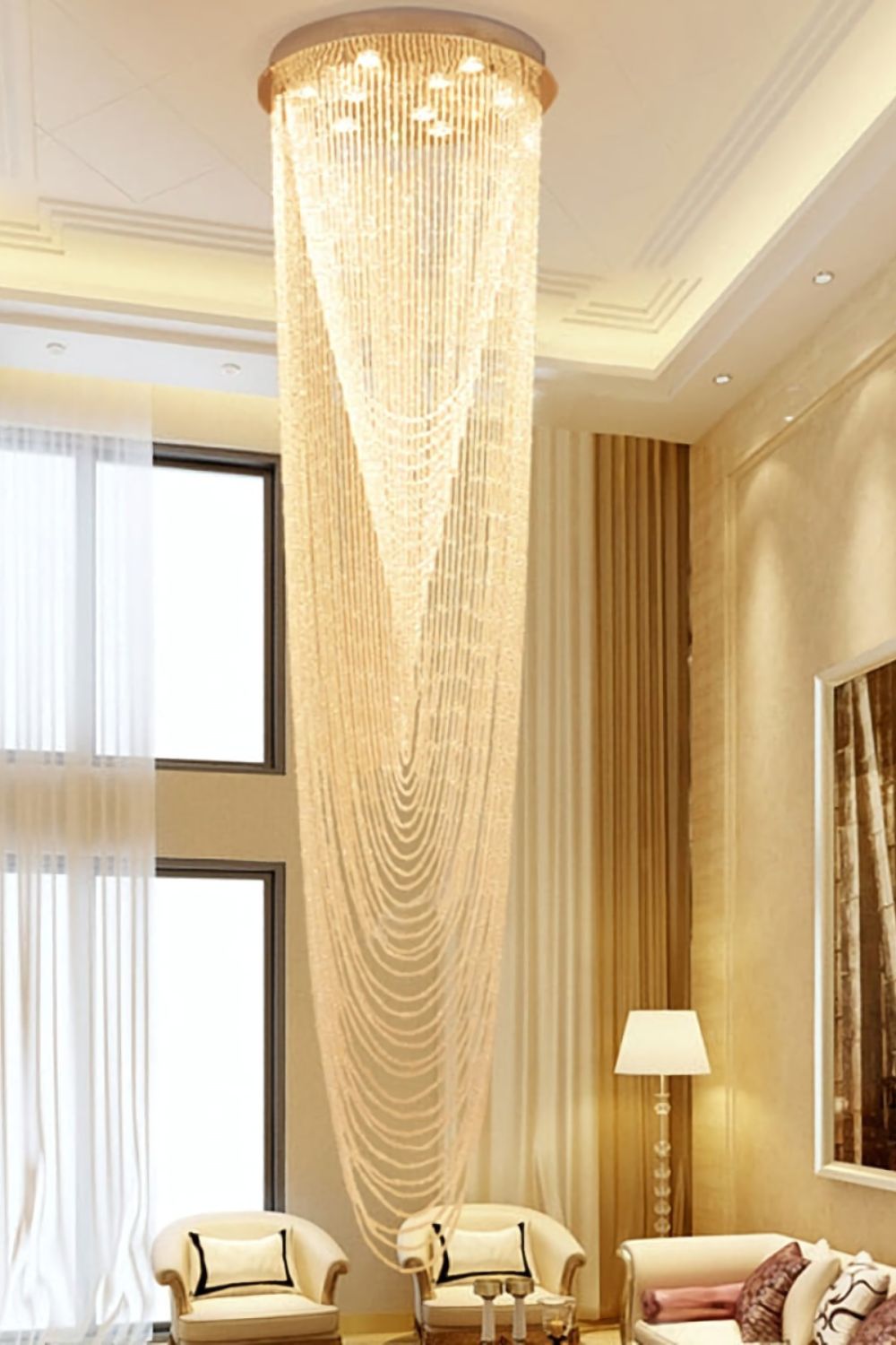 Waterfall Beaded Curtain Crystal Chandelier - SamuLighting