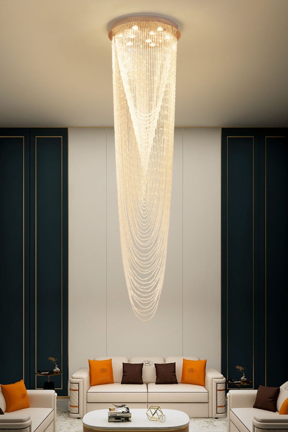 Waterfall Beaded Curtain Crystal Chandelier - SamuLighting