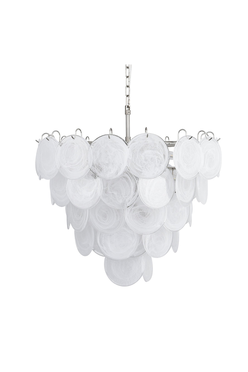 White Murano Disc Glass Chandelier