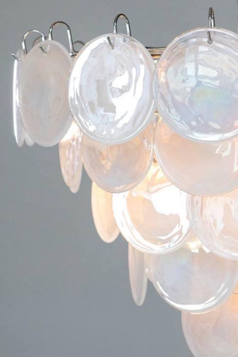 White Murano Disc Glass Chandelier