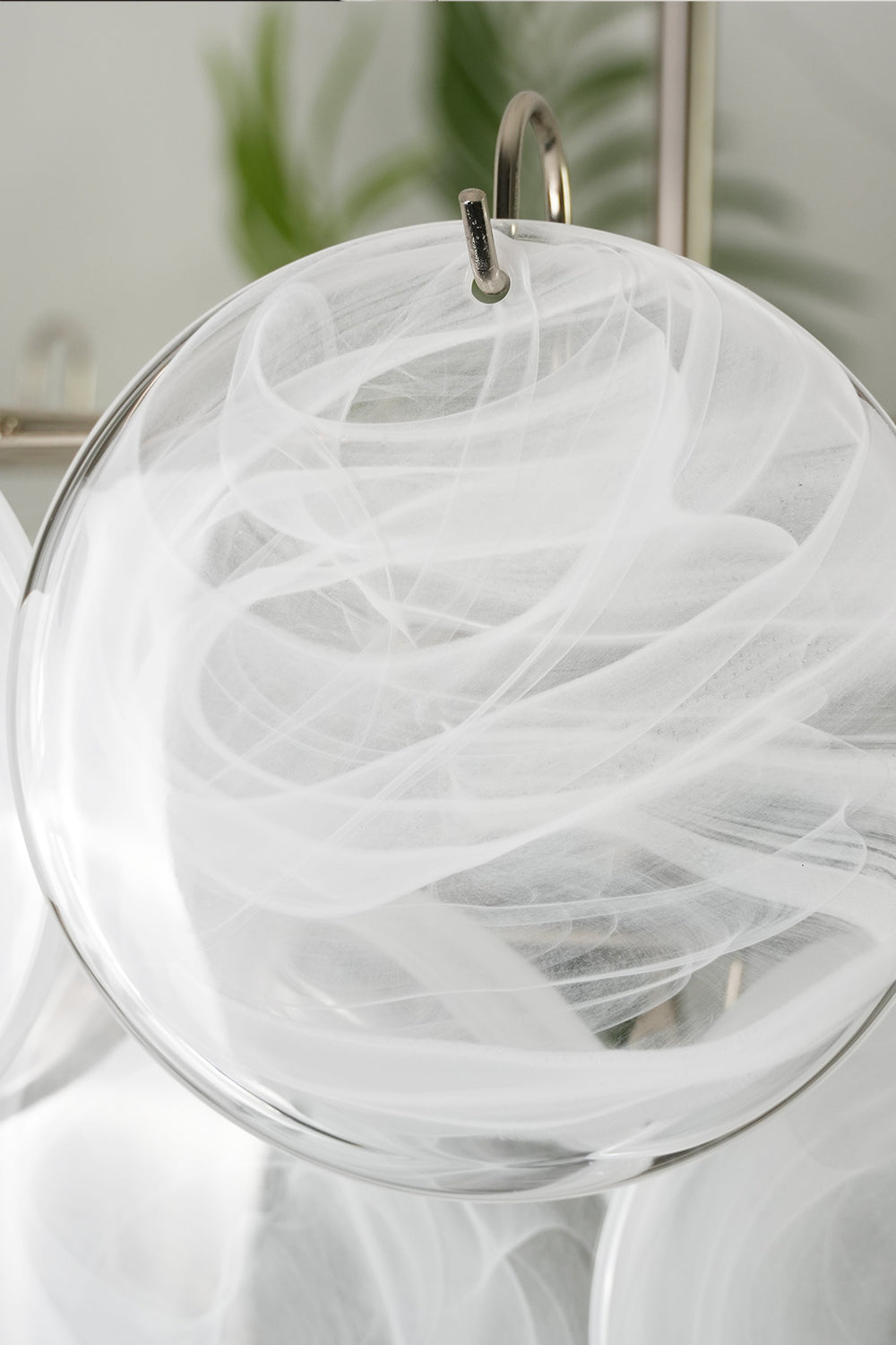 White Murano Disc Glass Chandelier