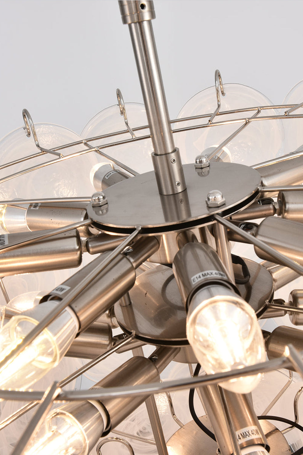 White Murano Disc Glass Chandelier