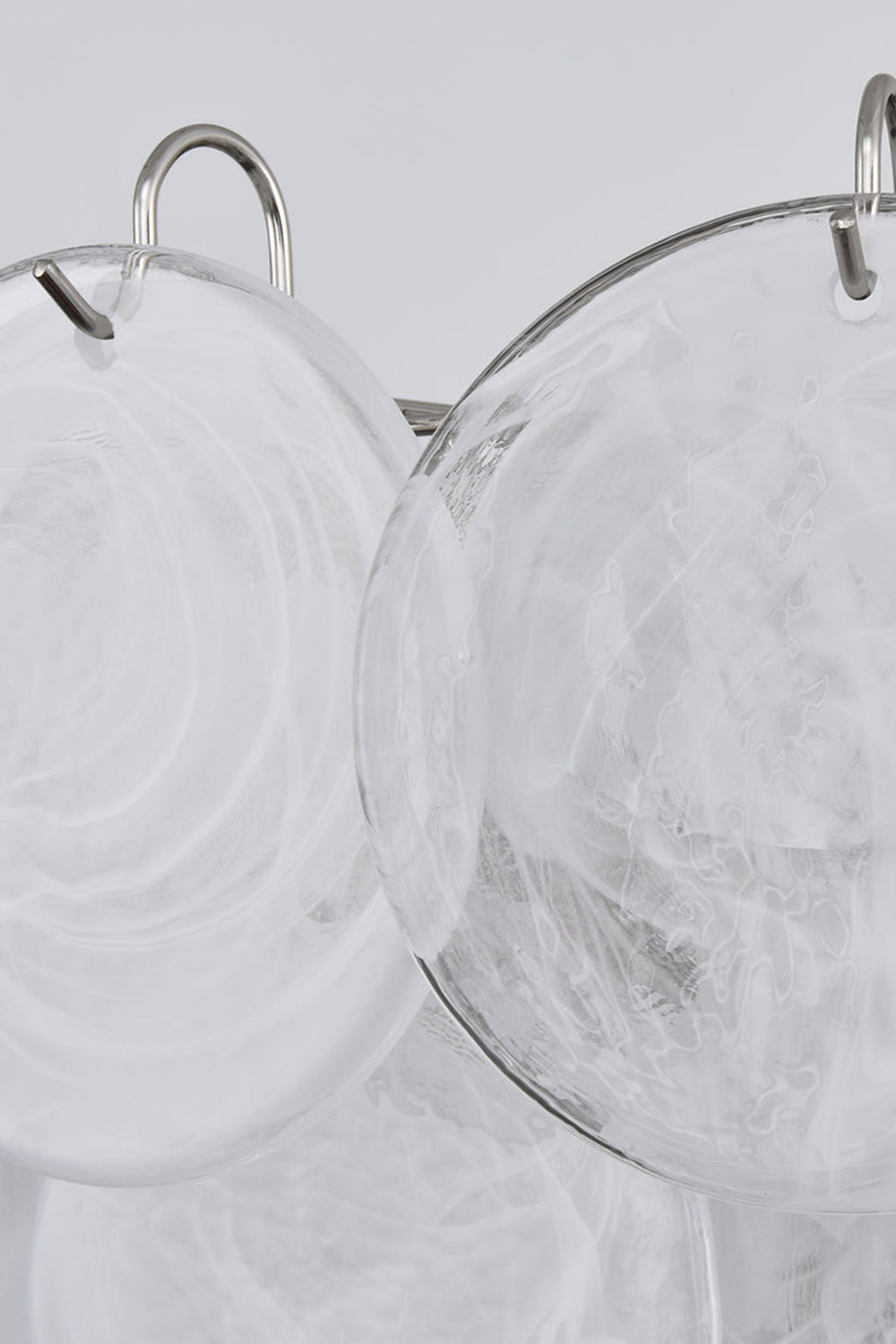 White Murano Disc Glass Chandelier