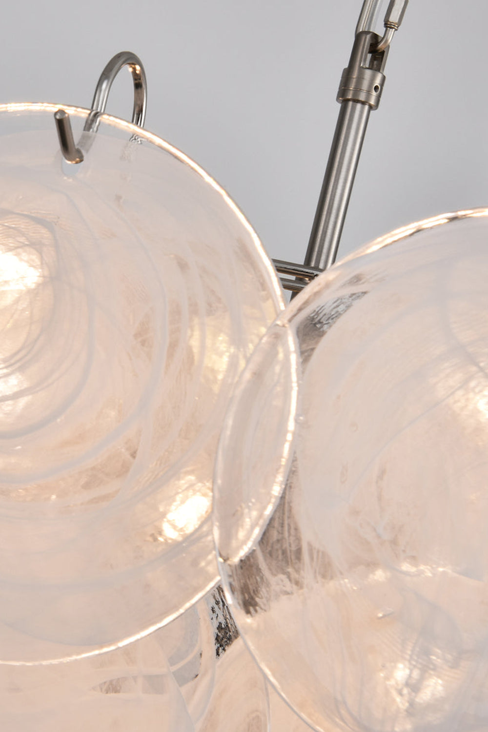 White Murano Disc Glass Chandelier