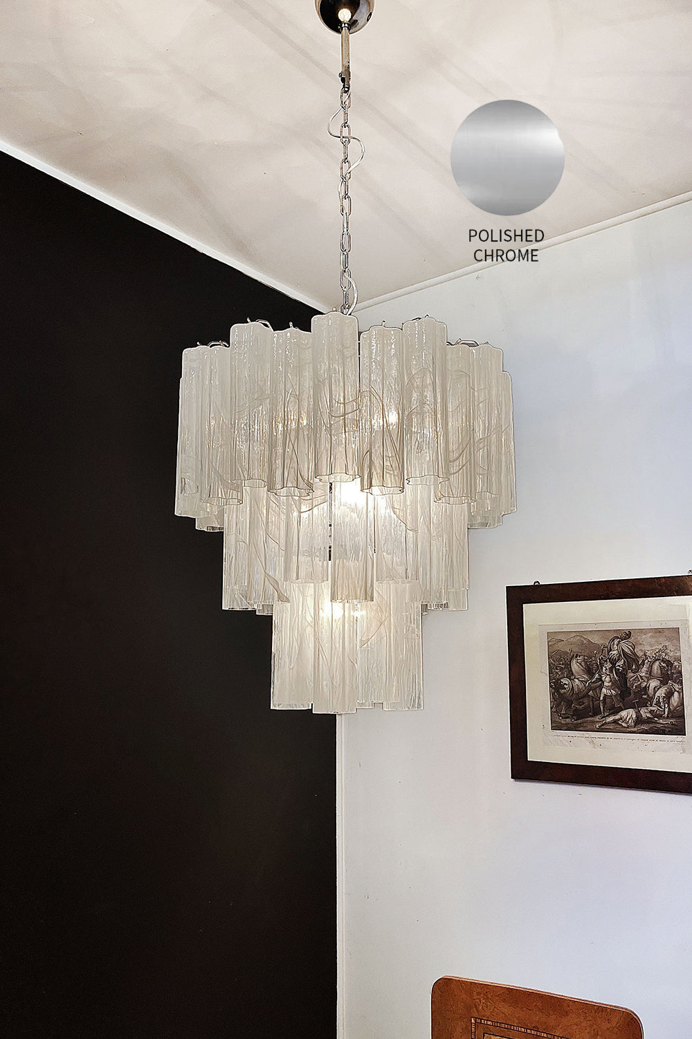 White Textured Murano Glass Chandelier