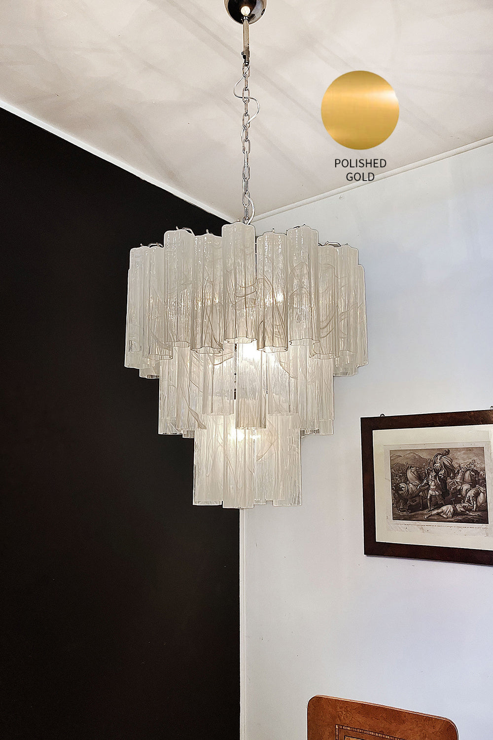 White Textured Murano Glass Chandelier