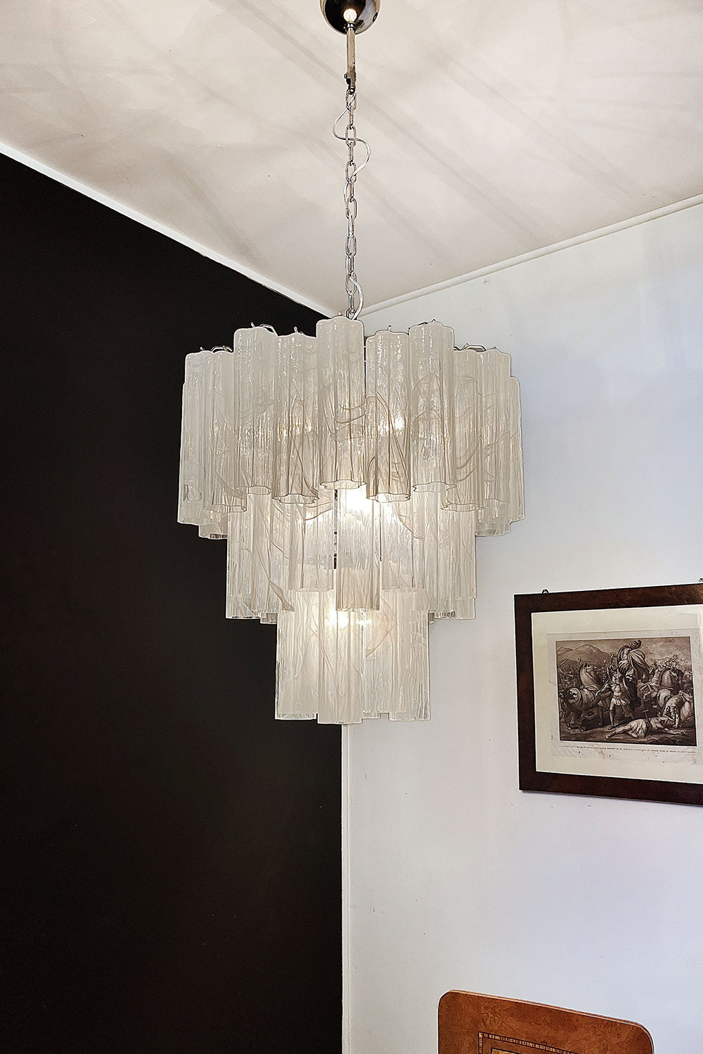 White Textured Murano Glass Chandelier