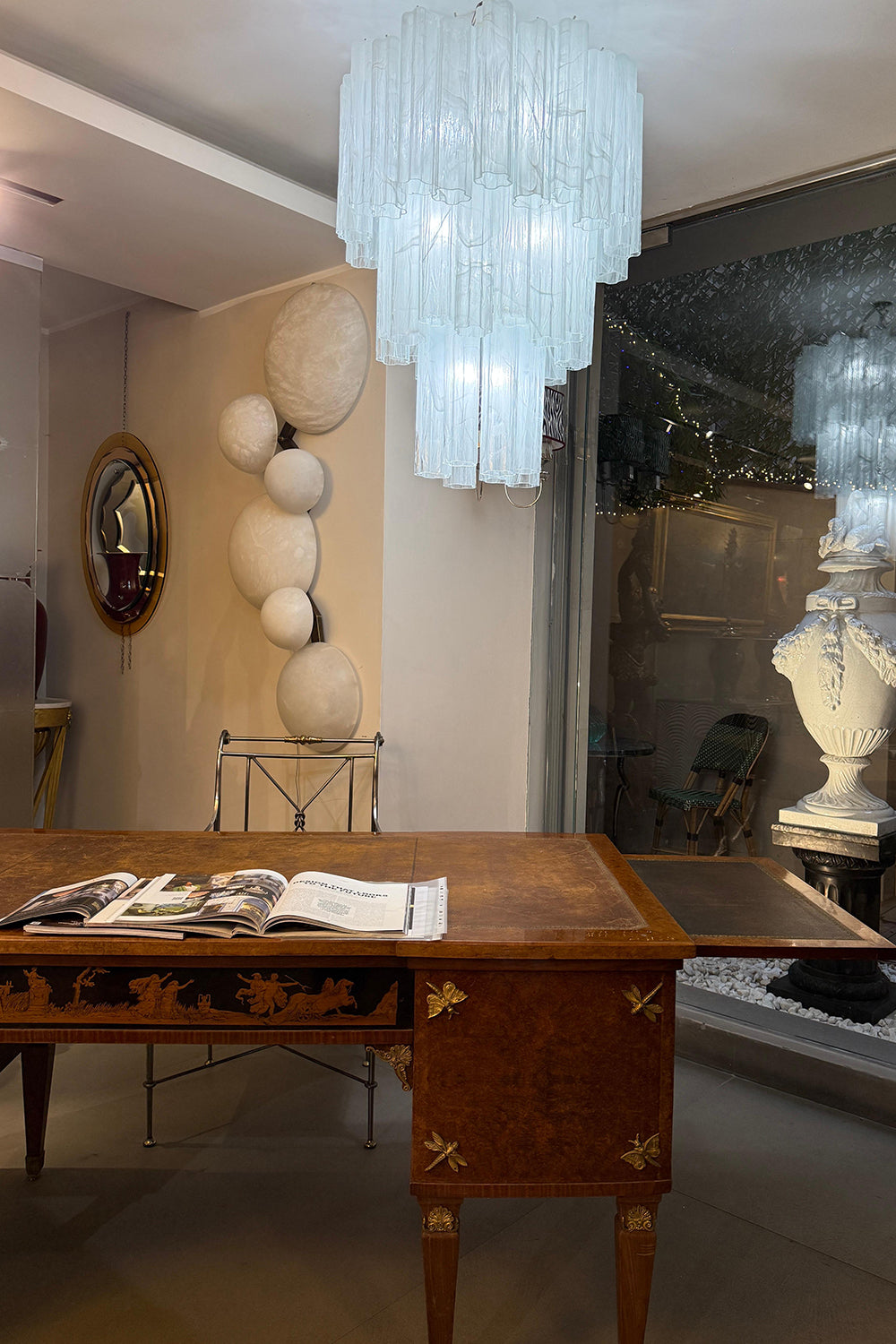 White Textured Murano Glass Chandelier