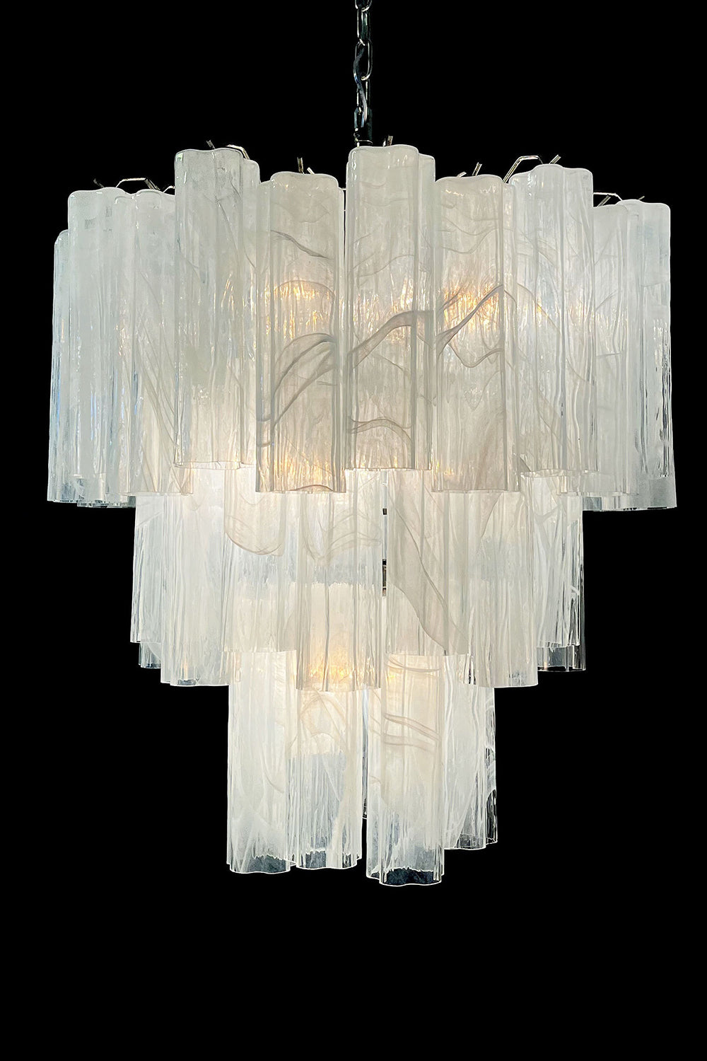 White Textured Murano Glass Chandelier