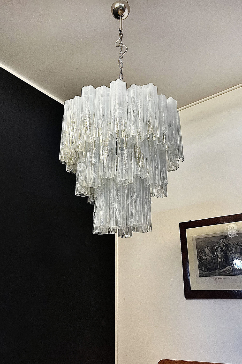White Textured Murano Glass Chandelier