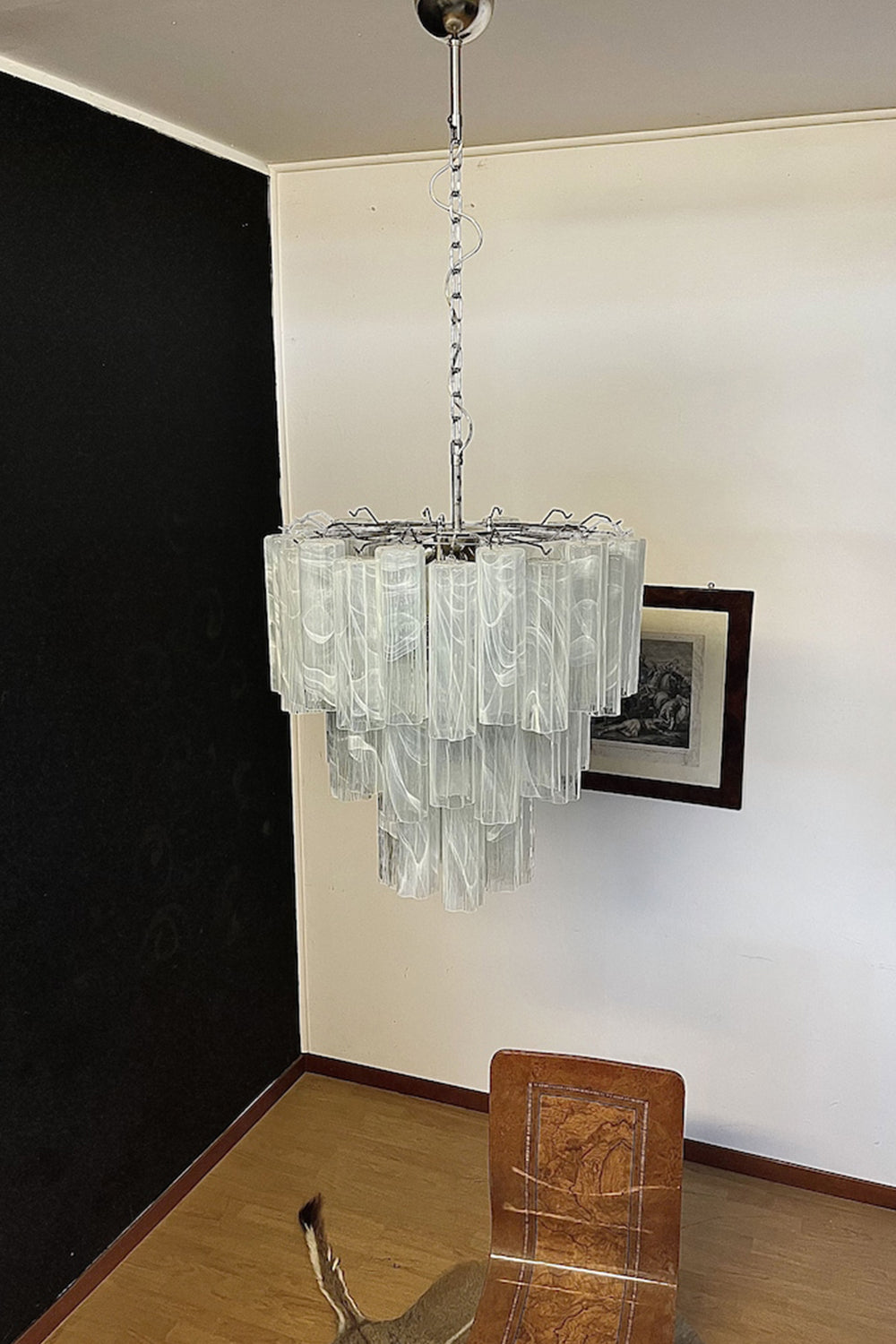 White Textured Murano Glass Chandelier