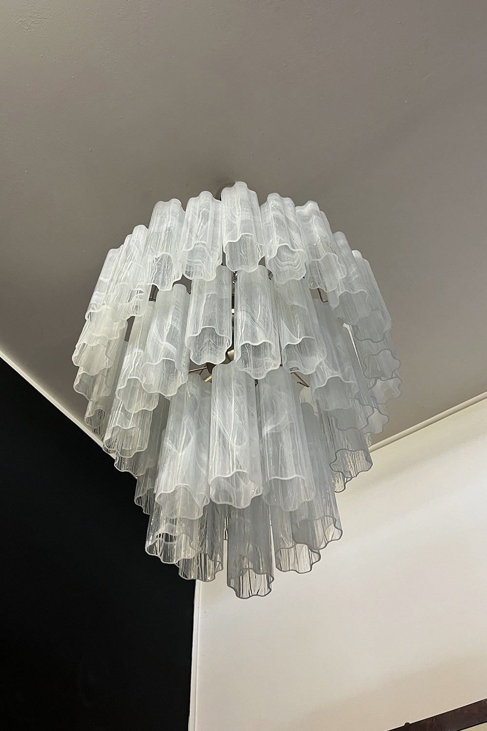 White Textured Murano Glass Chandelier