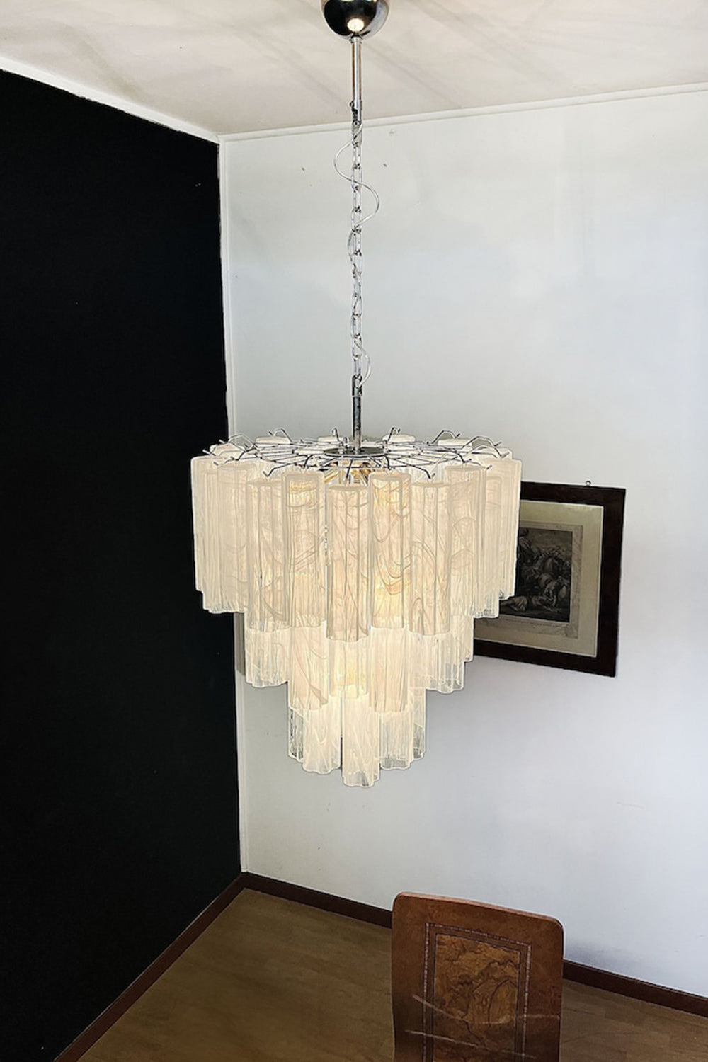 White Textured Murano Glass Chandelier