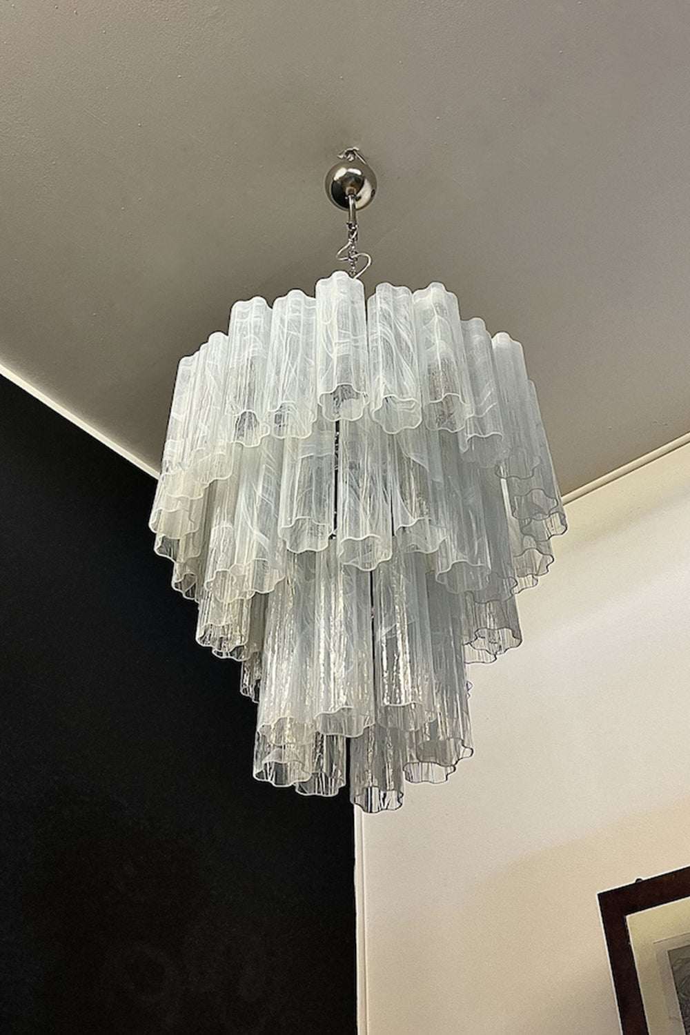 White Textured Murano Glass Chandelier