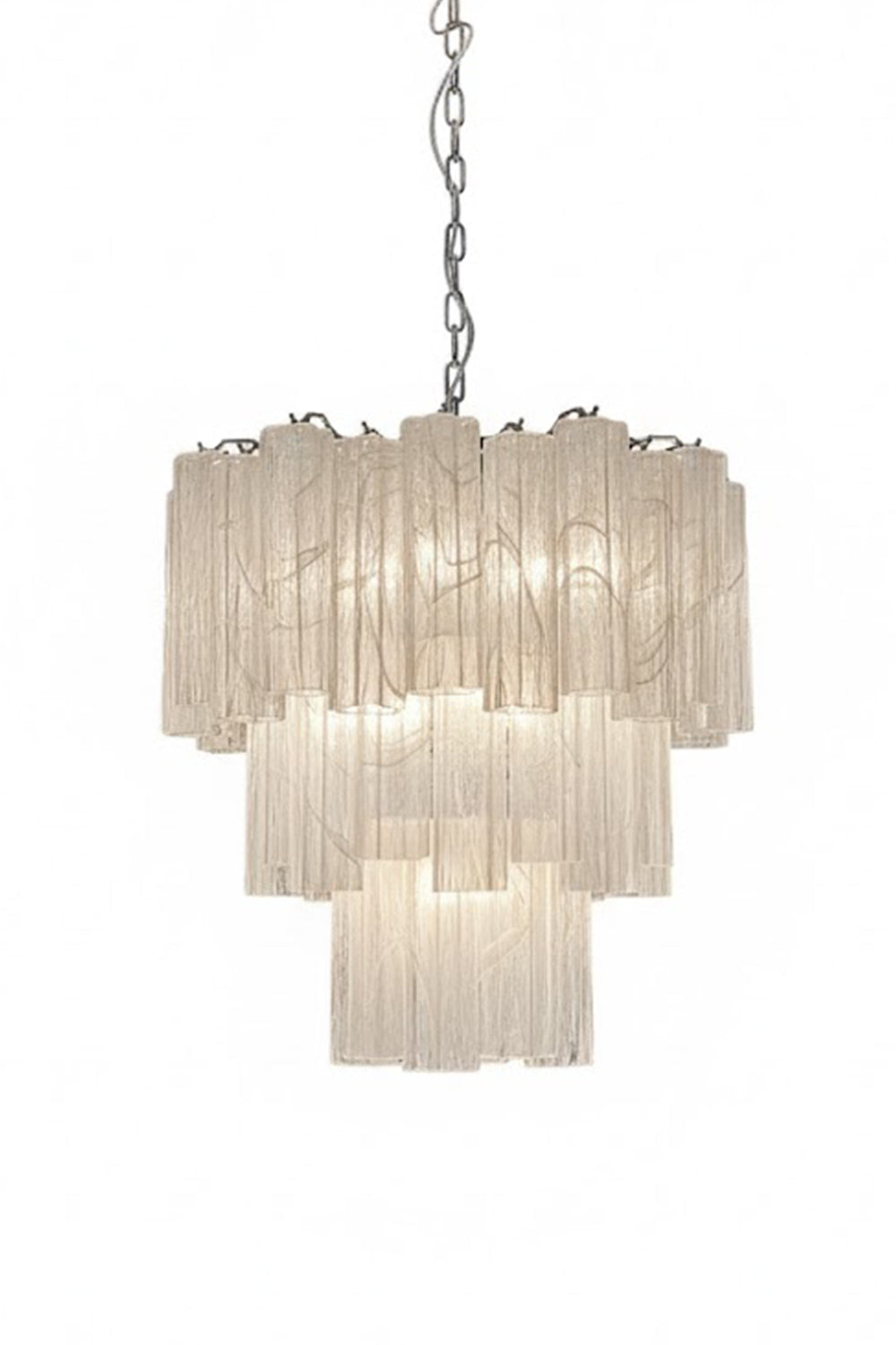 White Textured Murano Glass Chandelier