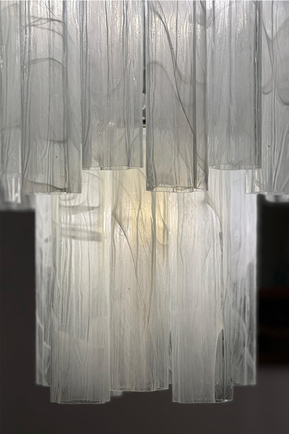 White Textured Murano Glass Chandelier
