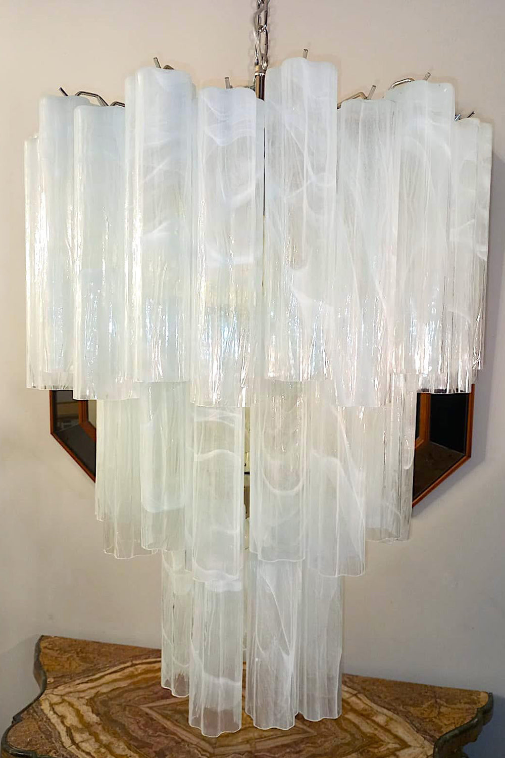 White Textured Murano Glass Chandelier