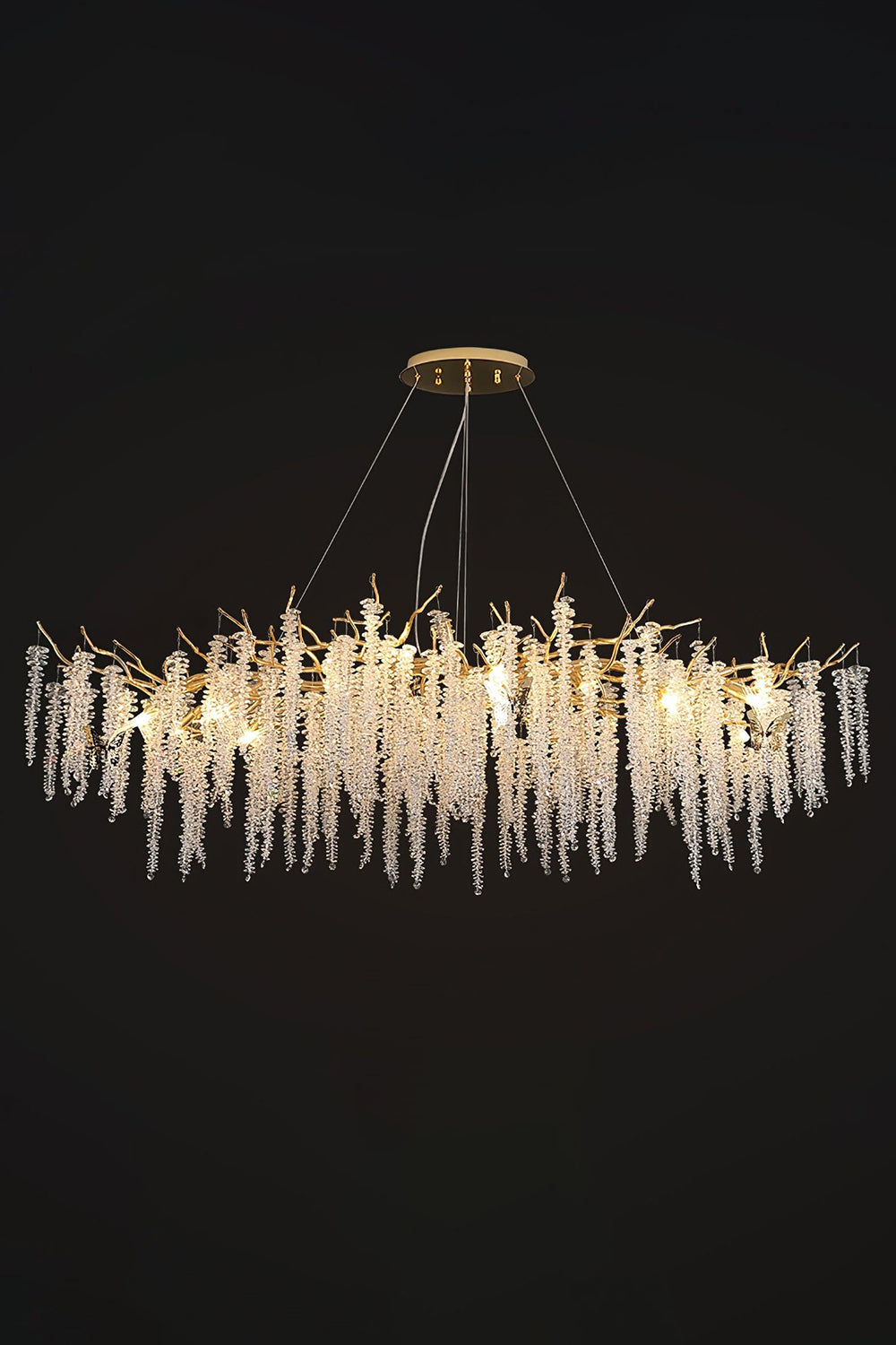 Wisteria Flower  Golden Branch Crystal Chandelier