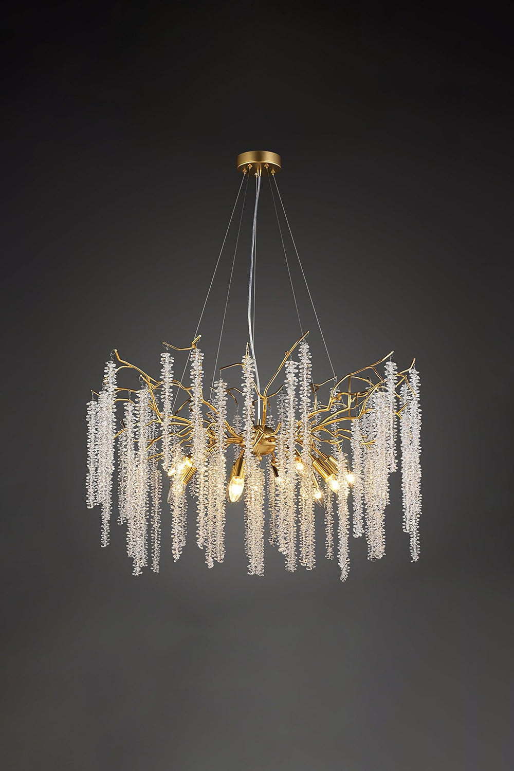Wisteria Flower  Golden Branch Crystal Chandelier