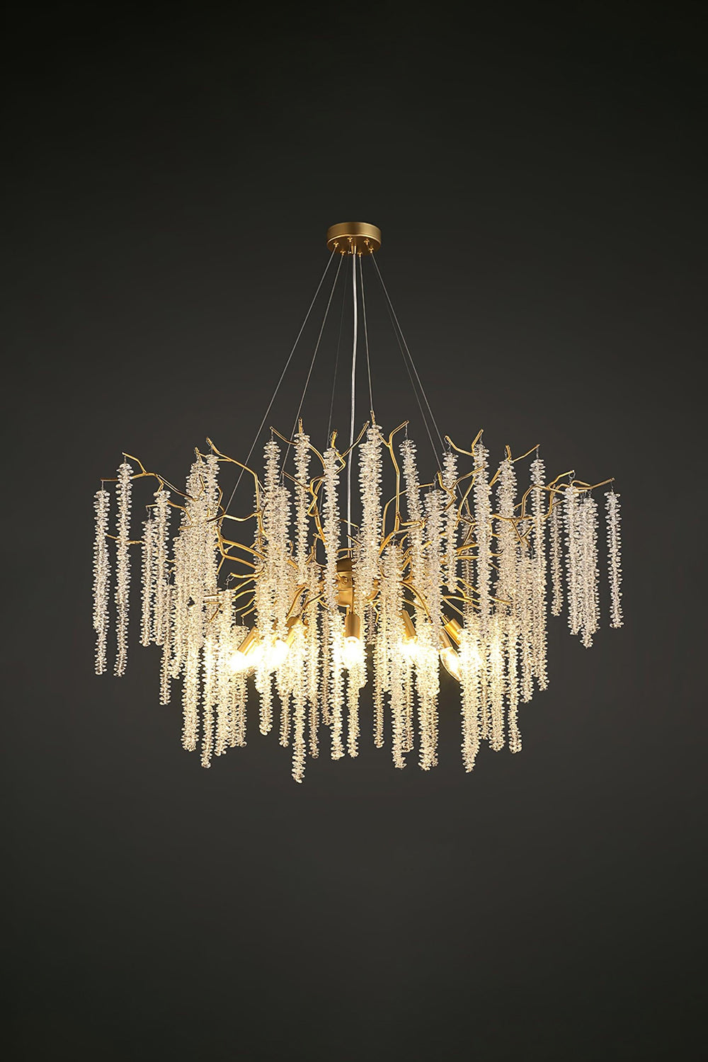 Wisteria Flower  Golden Branch Crystal Chandelier
