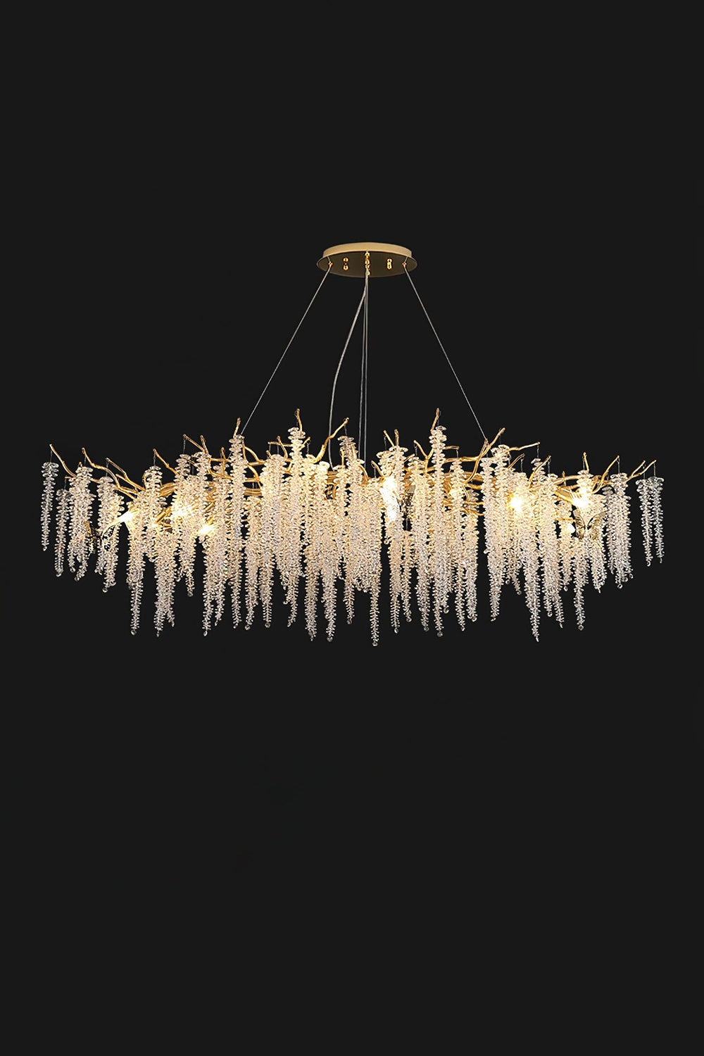 Wisteria Flower  Golden Branch Crystal Chandelier