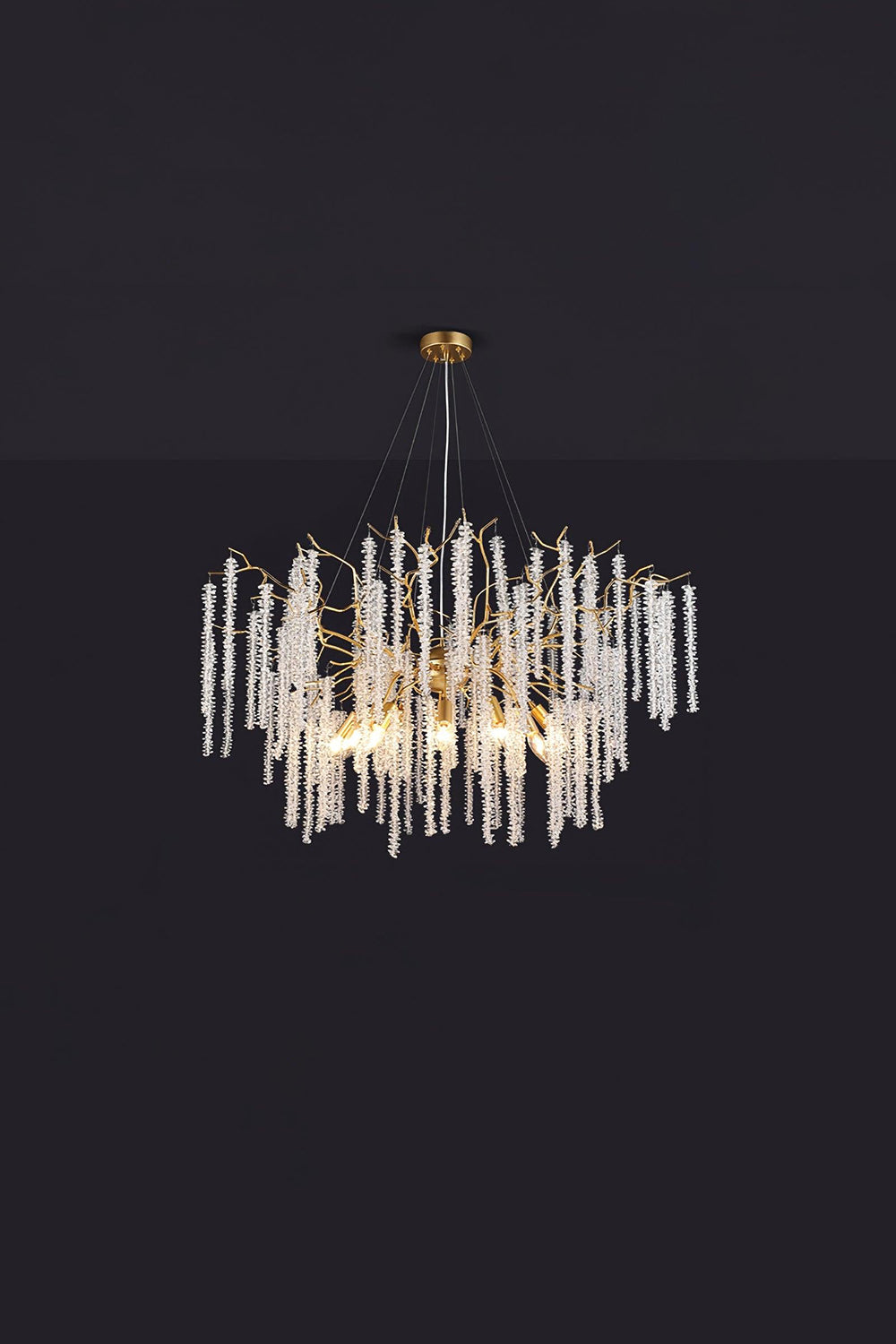Wisteria Flower  Golden Branch Crystal Chandelier
