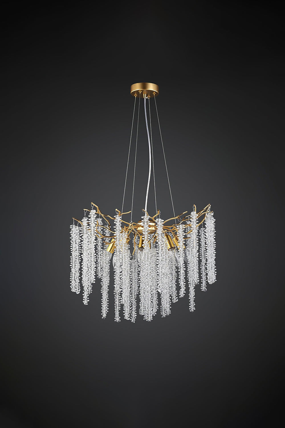 Wisteria Flower  Golden Branch Crystal Chandelier