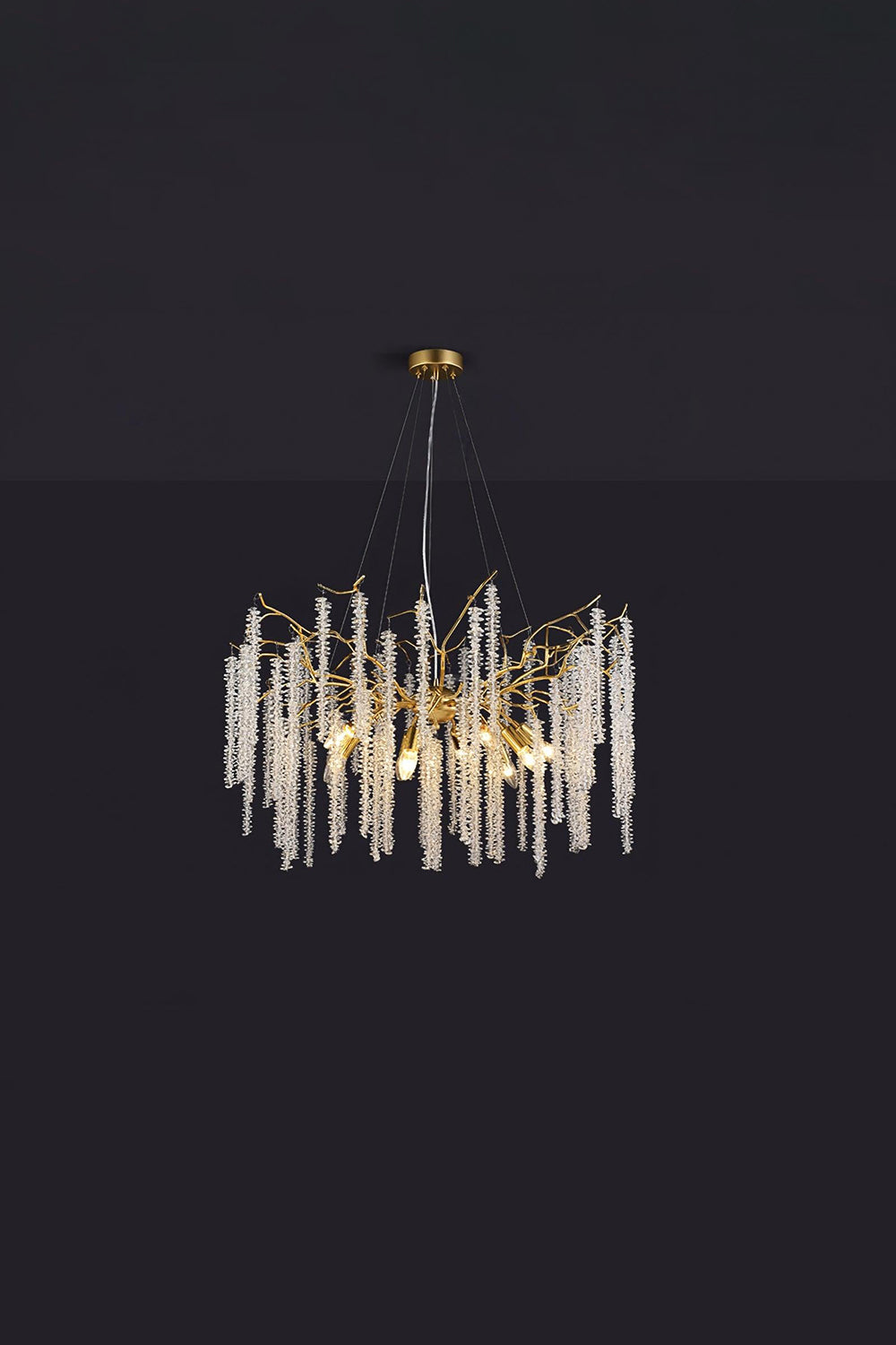 Wisteria Flower  Golden Branch Crystal Chandelier