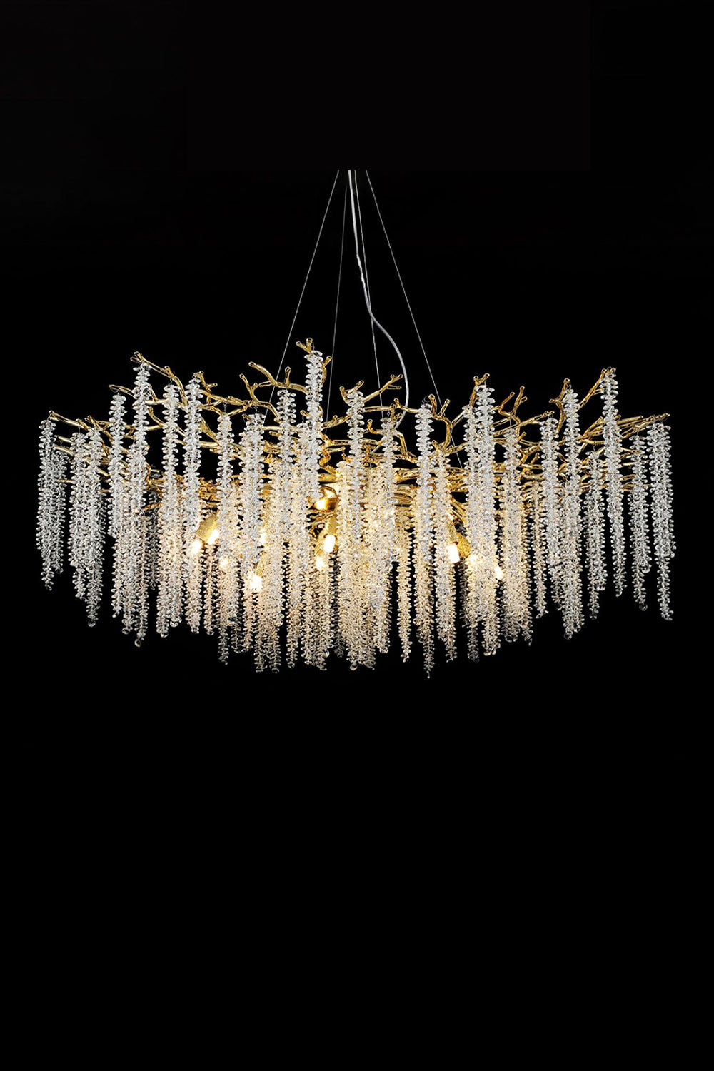 Wisteria Flower  Golden Branch Crystal Chandelier