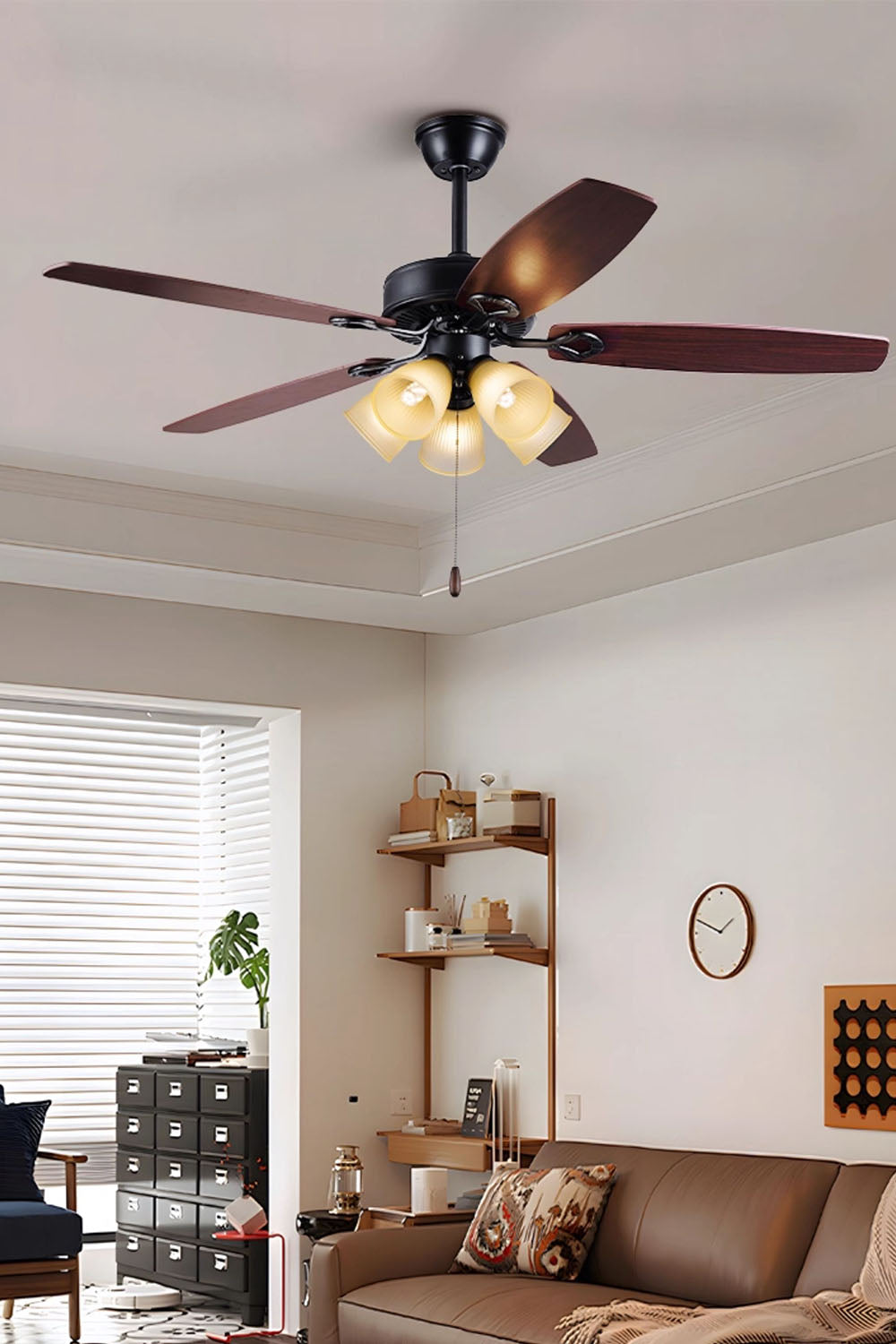 Leaf Cup Shaped Ceiling Fan Chandelier