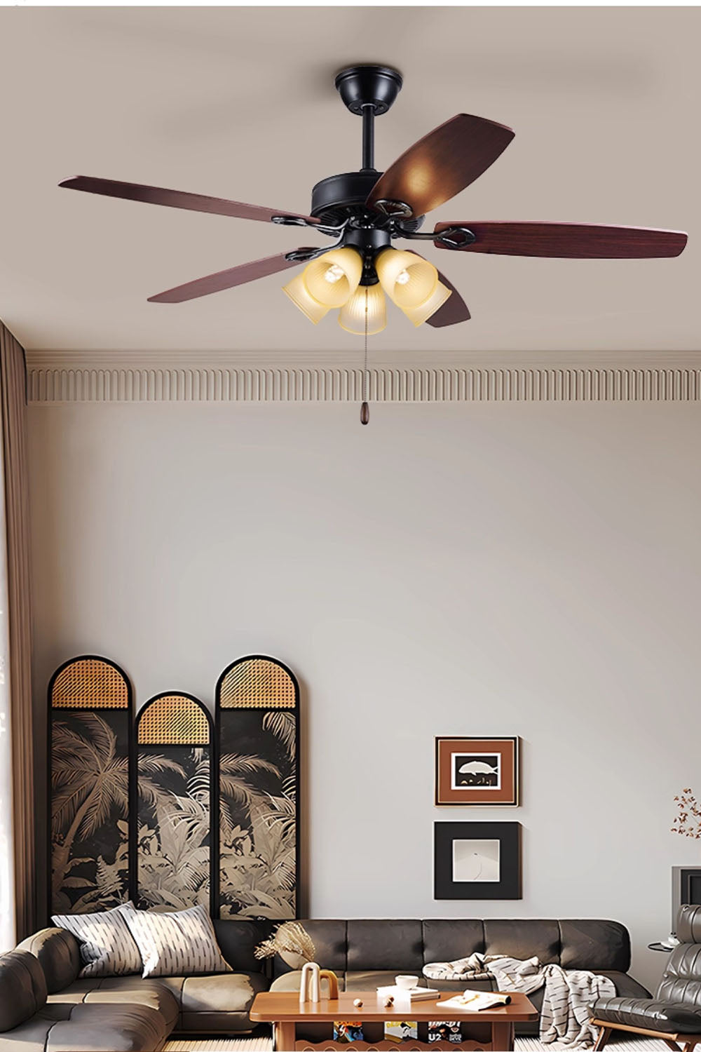 Leaf Cup Shaped Ceiling Fan Chandelier