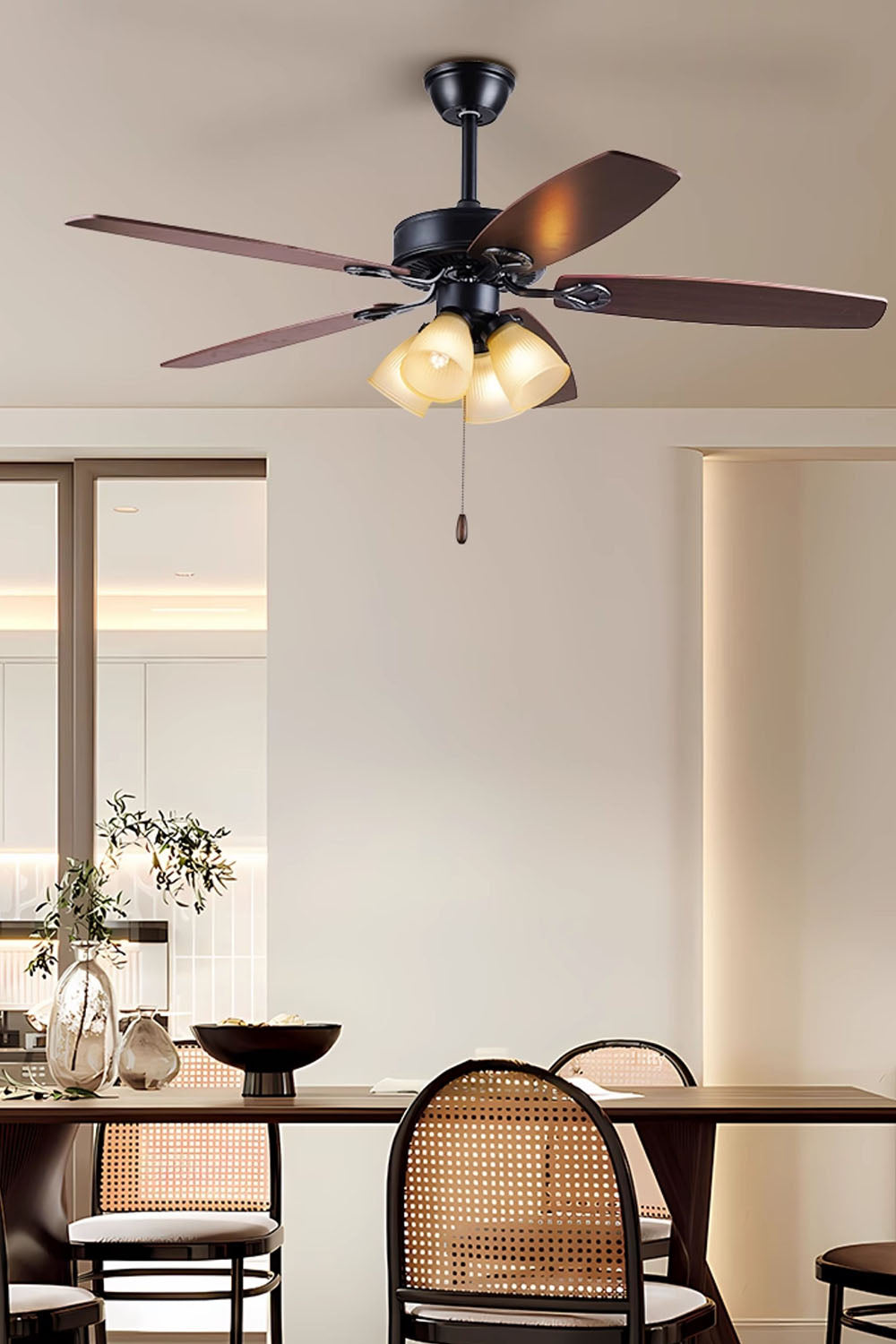 Leaf Cup Shaped Ceiling Fan Chandelier