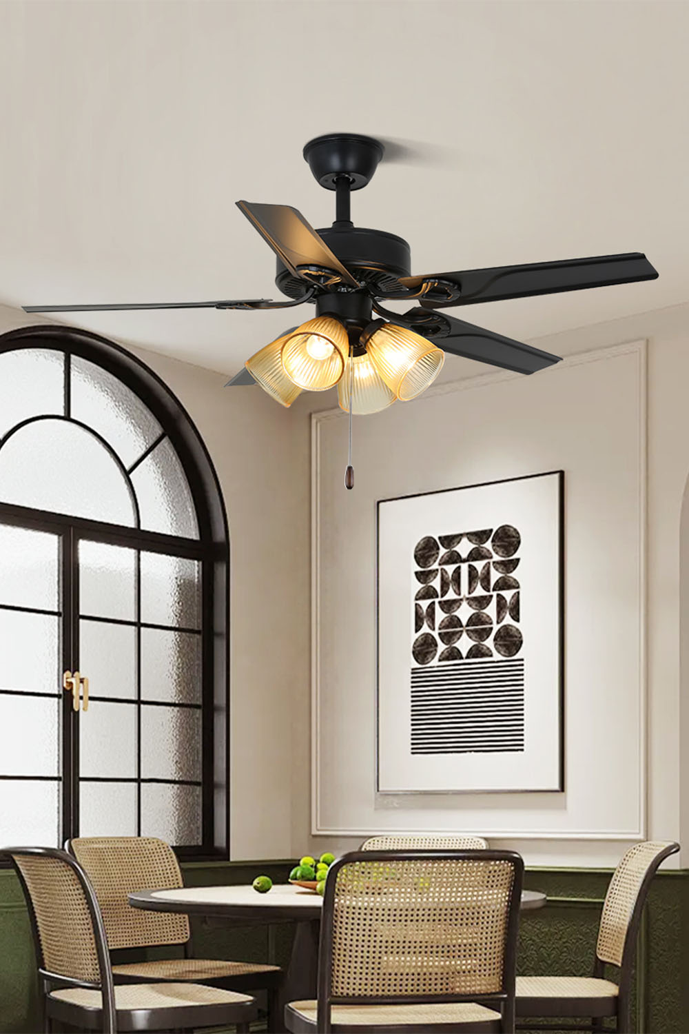 Leaf Cup Shaped Ceiling Fan Chandelier
