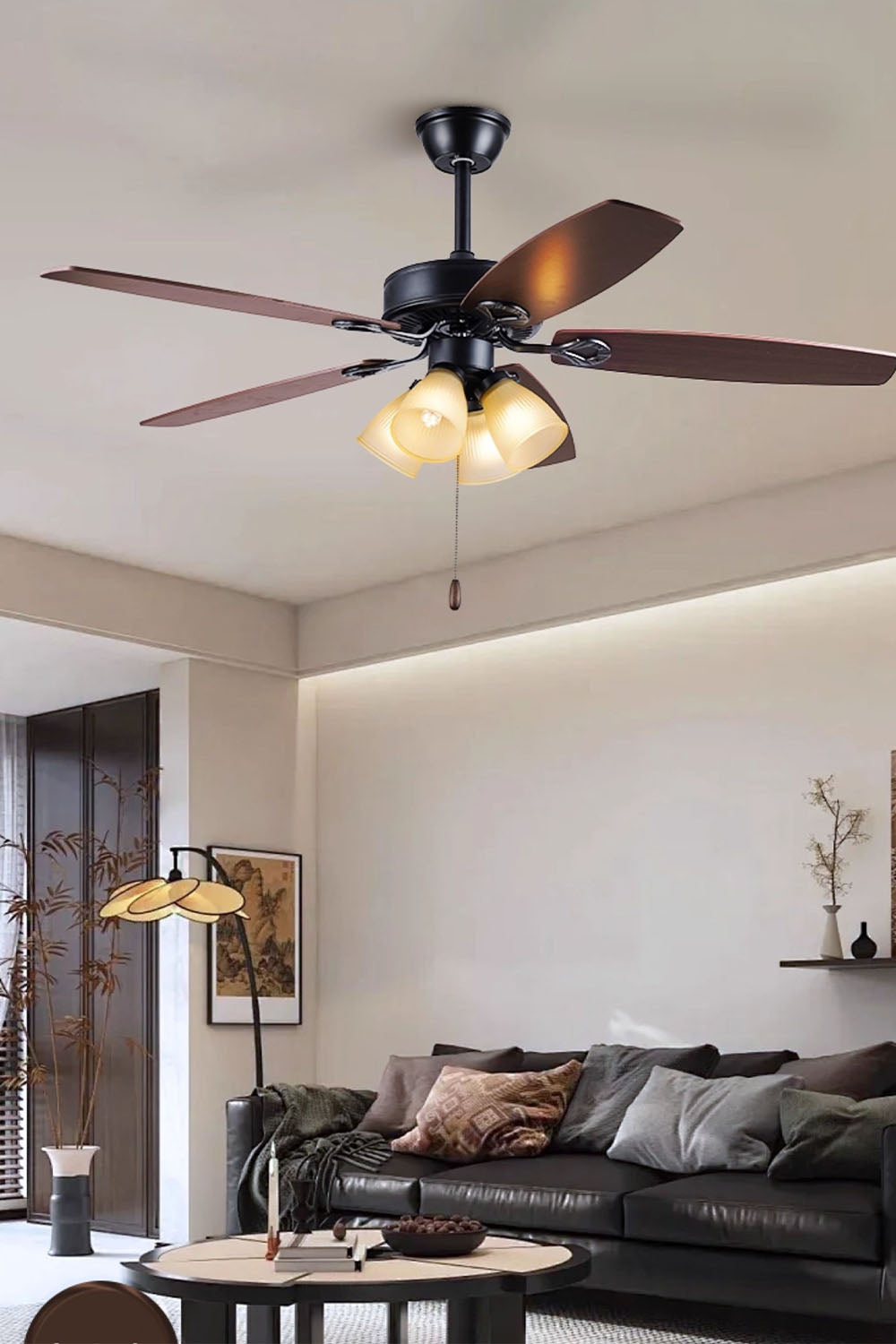 Leaf Cup Shaped Ceiling Fan Chandelier