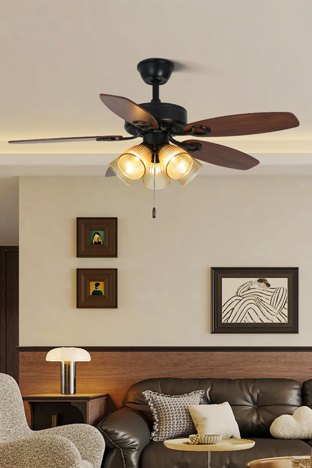 Leaf Cup Shaped Ceiling Fan Chandelier