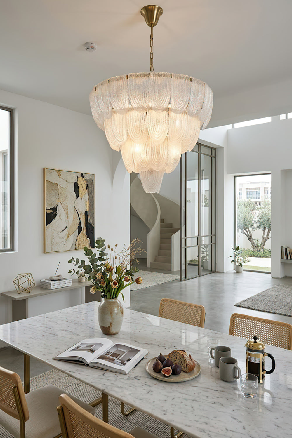 Cascading Glass Petal Chandelier